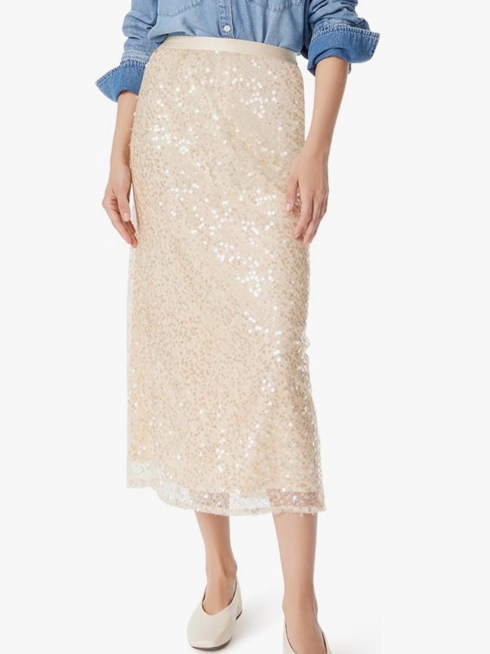 Sam Edelman Women’s Crystal Gracie pull-on Midi sequin Skirt Small S